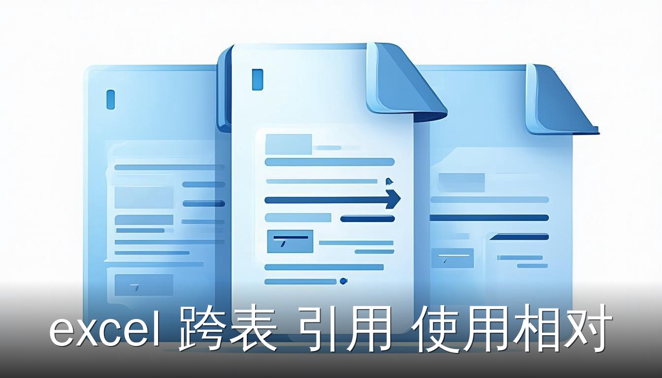 excel跨表引用使用相对位置的扁平插画，展示三个工作表标签和公式栏中的单元格引用