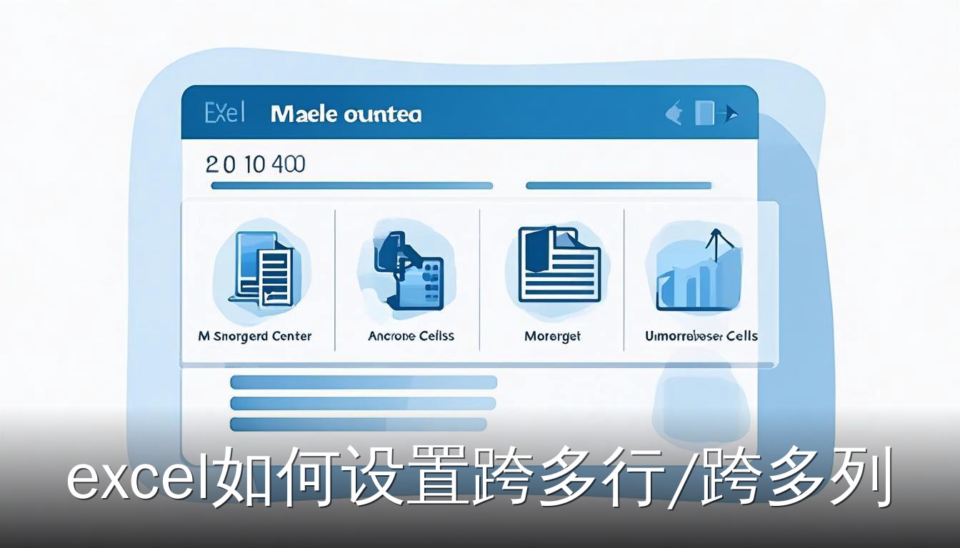 Excel合并单元格功能界面，显示合并后居中按钮及四个选项