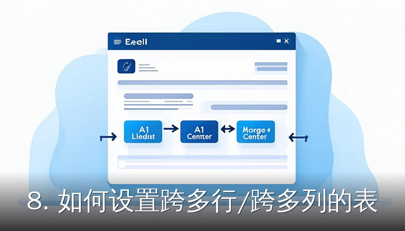 Excel合并与居中功能示意图，展示如何跨多列合并单元格